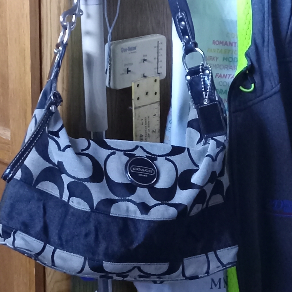 Coach bag Grey and black in great shape no tears or rips on inside or out.